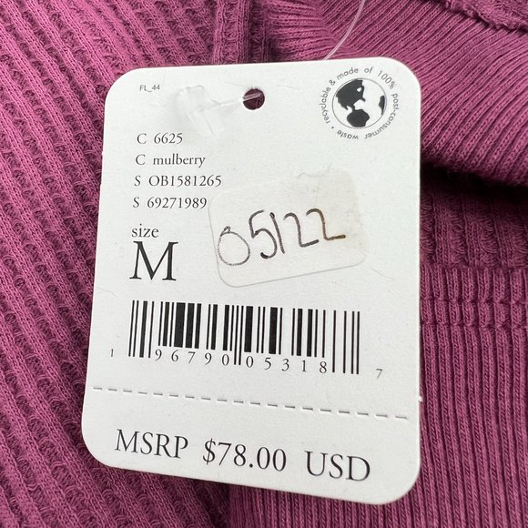 Free People Women's Santa Clara V-Neck Pullover Thermal Top Purple Medium NWT - Picture 5 of 6